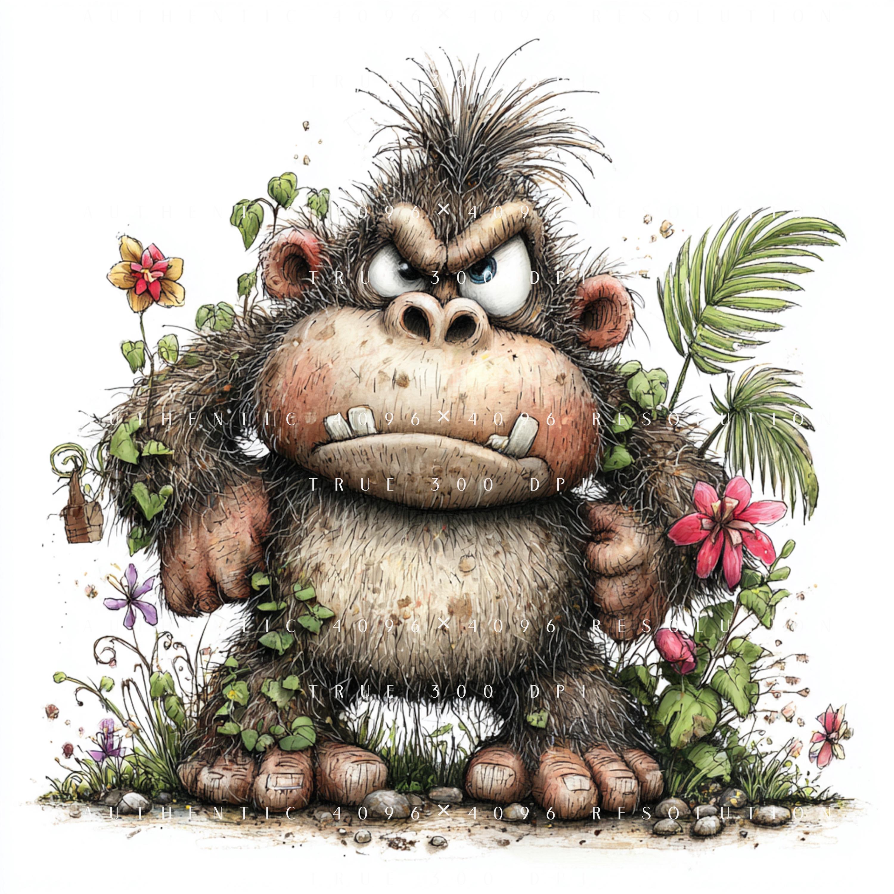 16 Angry Jungle Animal Clipart Bundle, Whimsical Grumpy Safari ...