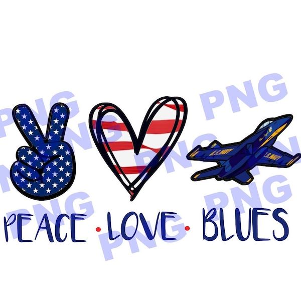 Peace Love Blues Us Navy blue Angel PNG American Sublimation Ready PNG file