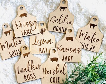 Cowboy Bag Tag Personalized Watercolor farm Cowboy Bag Tag