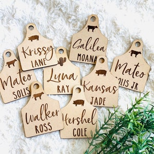 Cow tag Diaper bag/Book bag tag Personalized Livestock tag Cow ear tag with name