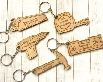 Father's Day Keychain Tool Cut File SVG Glowforge ready Hammer , Drill, tape measure, Saw Best Dad Great Dad