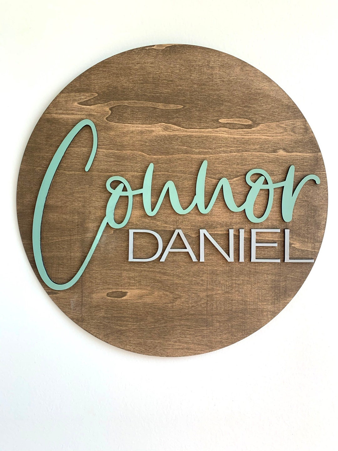 Nursery Baby Wooden Name Round Sign Etsy