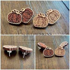 Leopard print Pumpkin Earring Stud laser Cut File SVG Glowforge Ready Cut file Cheetah Print Pumpkin earrings File