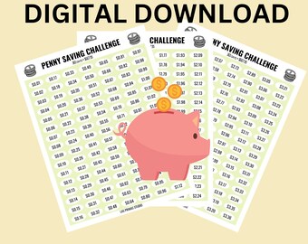 Penny Saver Challenge Savings Tracker, Printable Savings Organizer, Financial Planning Tool, Budgeting Worksheet, Money Management Aid