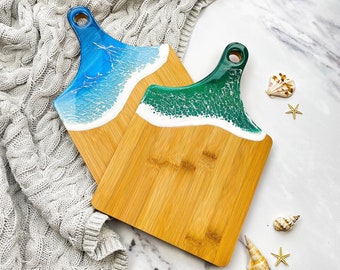 Handmade Ocean Resin Chop Board, Ocean Resin Board, Resin Cheese Board, Resin Cutting Board, resin art
