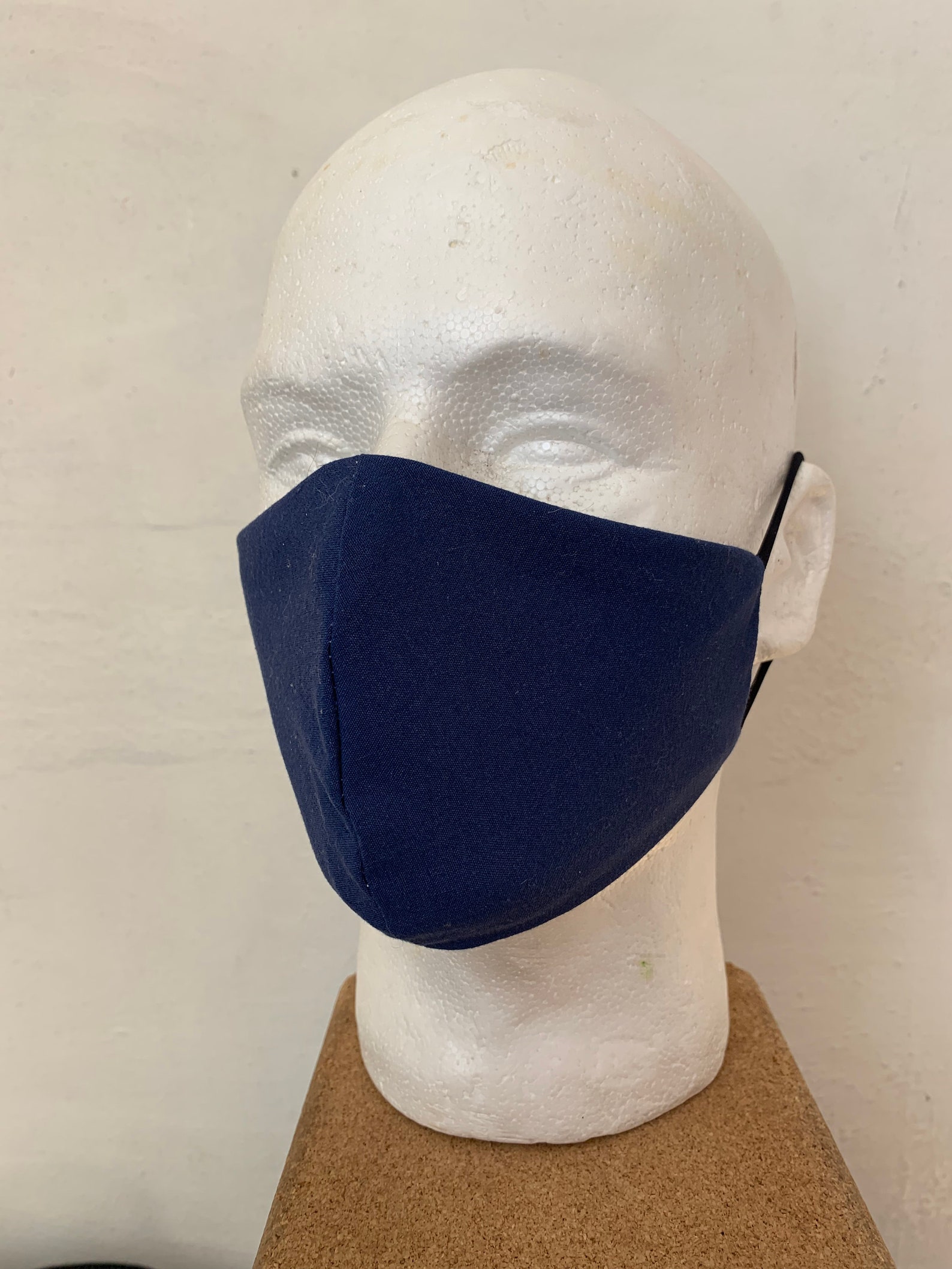 Navy Blue Face Mask With Nose Wire Option Double Layered Etsy