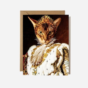 Cartão de arte de gato - Cartão A2 de felicitações de gato - Cartão para amantes da arte - Cartão de gatinho artístico engraçado - Cartão de gato fofo - Inspirado por Napoleão + Envelope