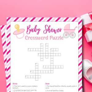 Baby Shower Crossword Puzzle | Baby Word Game| Printable Baby Shower Games | Crossword Game | Baby Girl Shower | Baby Shower Word Puzzle