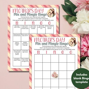 Mothers Day Find the Guest Bingo | Ice Breaker Game | Mix & Mingle Game ...