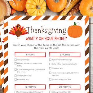 Thanksgiving What&#39;s On Your Phone Game | Scavenger Hunt | What&#39;s in Your purse | Thanksgiving Games | Family Games | Friendsgiving Games