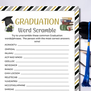 Graduation Word Scramble Game | Graduation Unscramble Game | 2024 Graduation Games | Graduation Party | Graduation Family Games | Printables