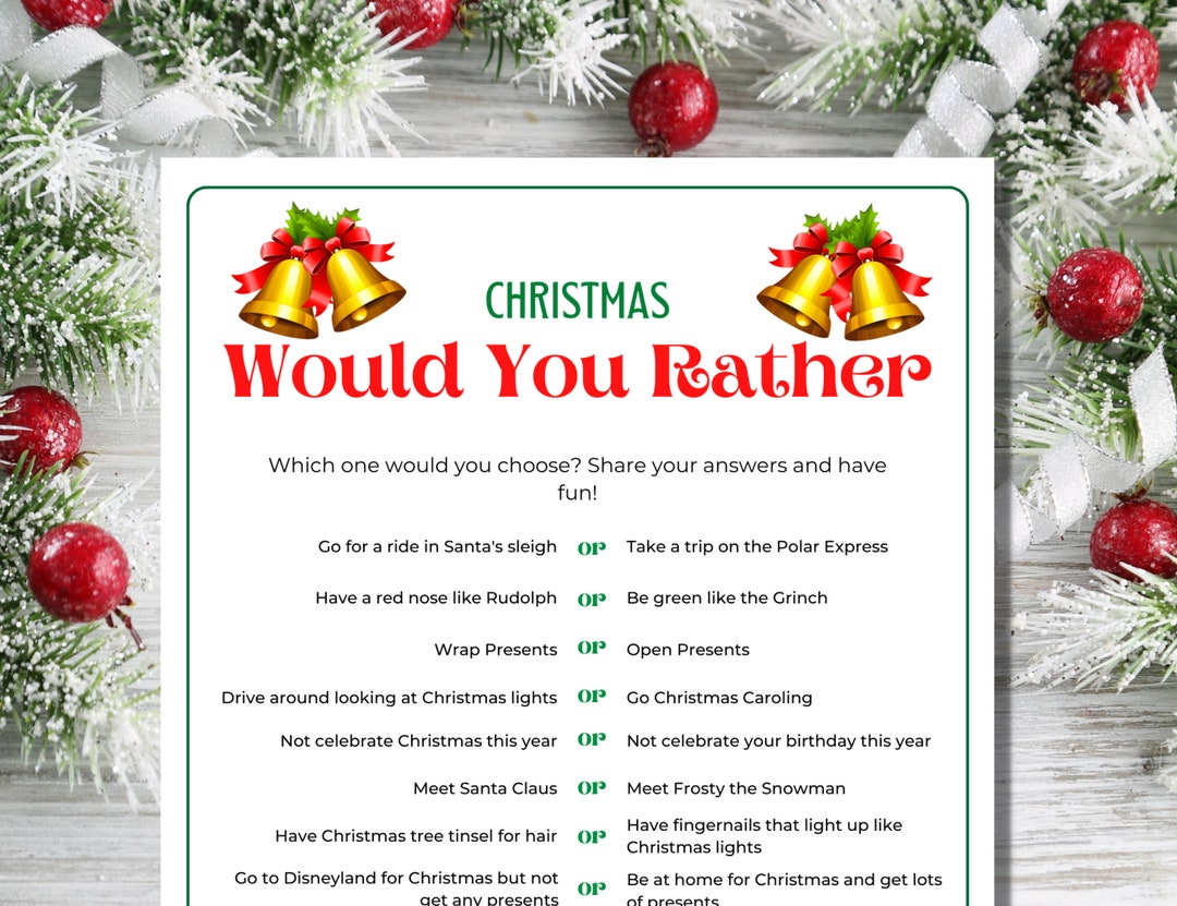 Christmas Games, Christmas Would You Rather, This or That, Printable