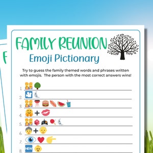 Family Reunion Emoji Pictionary | Family Reunion Emoji Game | Family Reunion Games | Family Games | Printable Games | Family Game Night