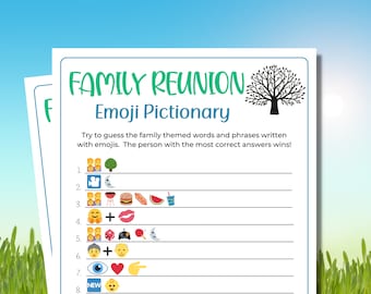 Family Reunion Emoji Pictionary | Family Reunion Emoji Game | Family Reunion Games | Family Games | Printable Games | Family Game Night