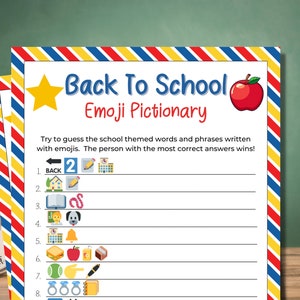 Back to School Emoji Pictionary | Back to School Emoji Game | Back to School Games | Printable Games | First Day of School | Classroom Games