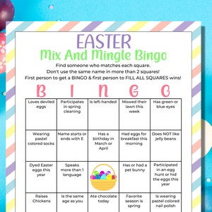 Easter Find the Guest Bingo | Ice breaker game | Mix & Mingle Game | Find Someone Who | Easter Games | Party Games | Easter Bingo