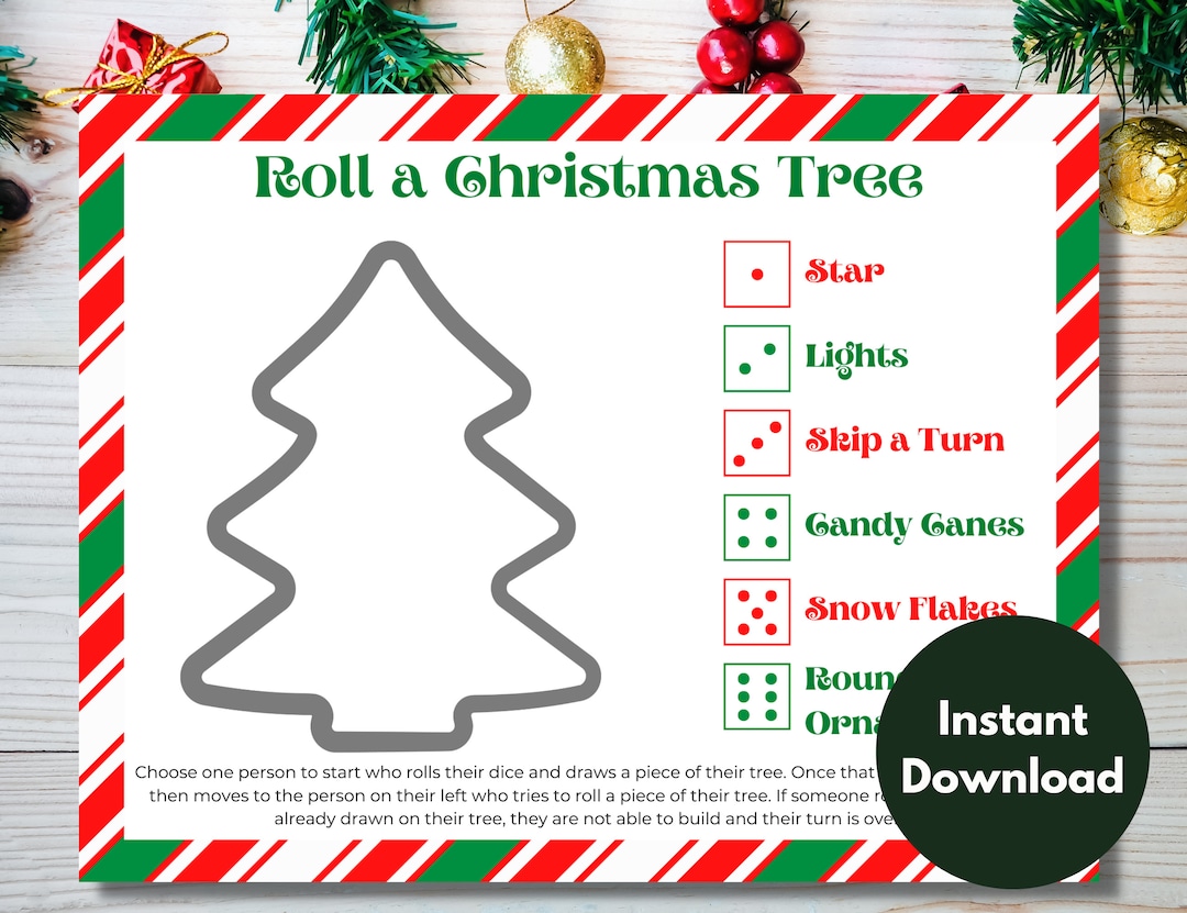 Roll a Christmas Tree, Christmas Drawing Game, Dice Game, Christmas Games, Kids Games, Family