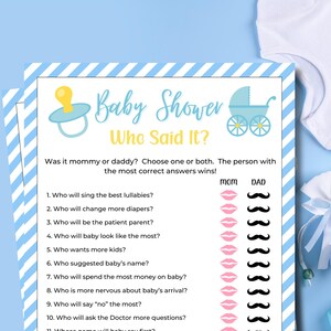 Mommy or Daddy Game | Mommy or Daddy Guess Who Game | Printable Baby Shower Games | Party Game | Baby Boy Shower | Guess Who Said It