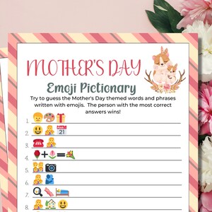 Mothers Day Emoji Pictionary | Mothers Day Emoji Game | Mothers Day Games | Family Games | Printable Games | Mothers Day Activity