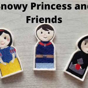 Snowy Princess and Friends, Embroidered Felt Finger Puppets, Storybook Puppets, Sold Individually or as a Set