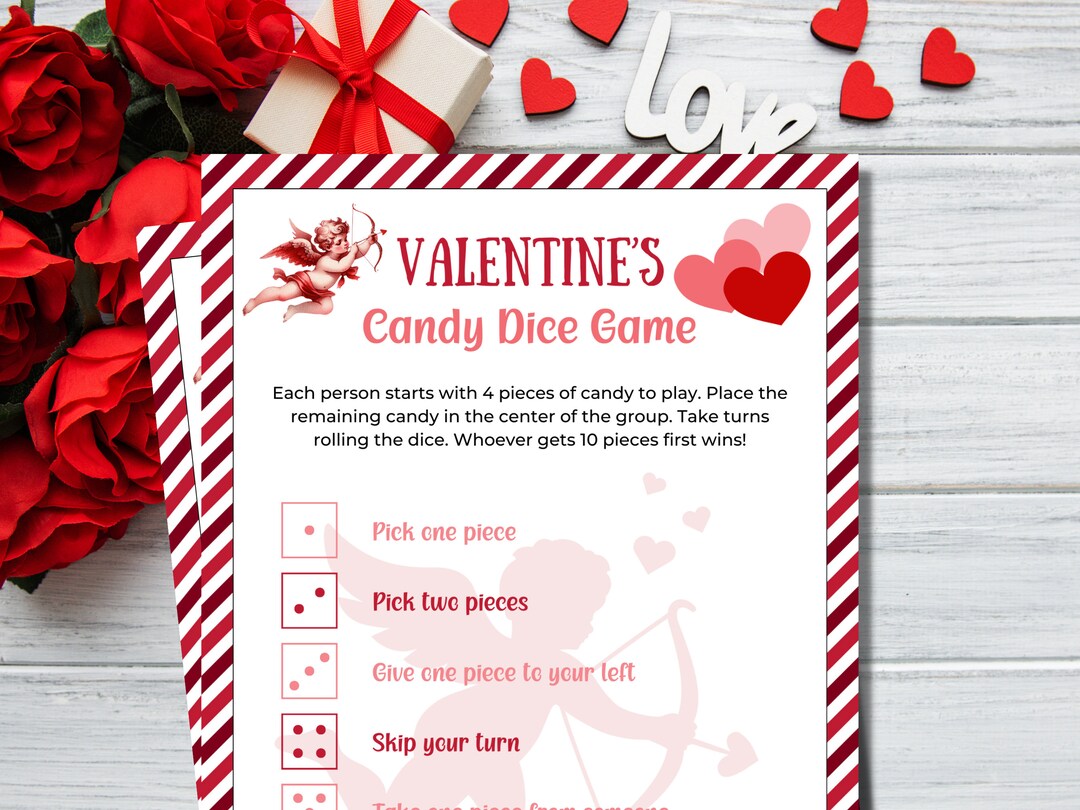 Valentines Day Candy Dice Game | Valentines Games | Valentines Day ...