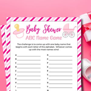 Baby Name Alphabet Game | Baby Name Race Game | Printable Baby Shower Games | Party Game | Baby Girl Shower | ABC Game | Baby Name Game