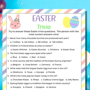 Easter Trivia Game | Easter Games | Easter Party Game | Easter Family Games | Kids party games | Easter Printables | Classroom Games
