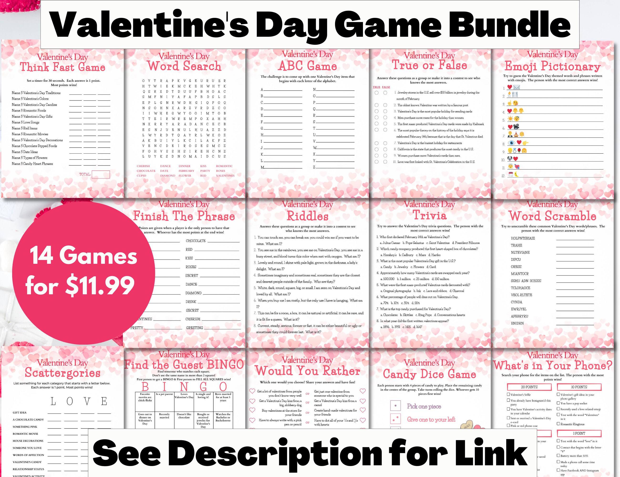 Valentines Day Trivia Game, Valentines Day Games, Valentines Day Party ...