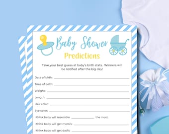 Baby Predictions Card | Baby Party Vorschau | Druckbare Babyparty Spiele | Baby Boy Party | Baby Tippspiel | Gesellschaftsspiel