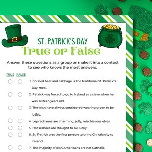 St Patrick&#39;s Day True or False Game, St Patrick&#39;s Day Trivia Game, St Patrick&#39;s Day Games, St Patrick&#39;s Day Party Games, Family Games