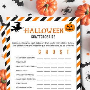 Halloween Scattergories Game | Halloween Word Game | Halloween Games | Halloween Party Games | Printable Games | Halloween Activities