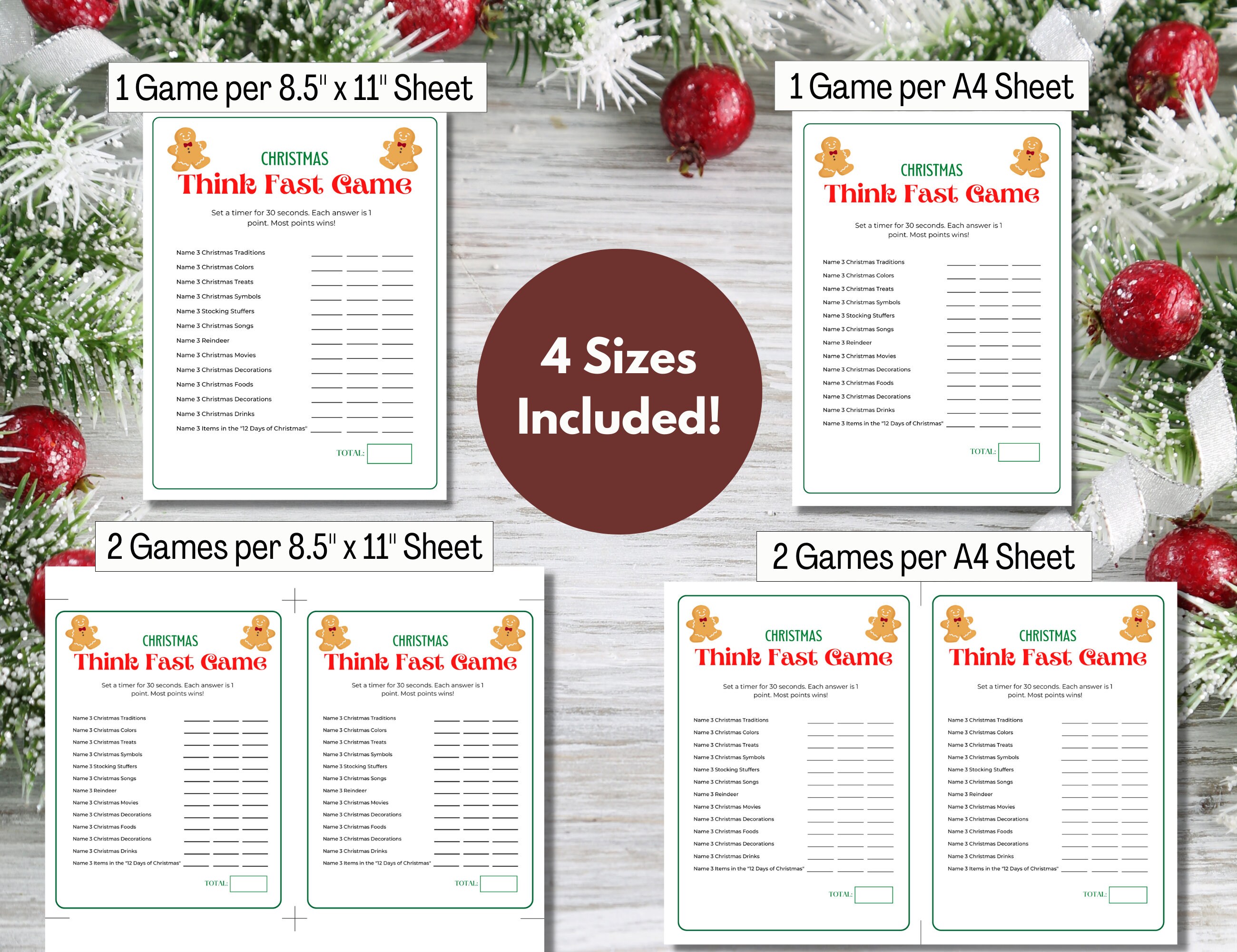 Christmas Think Fast Game – LivelyGamePrints