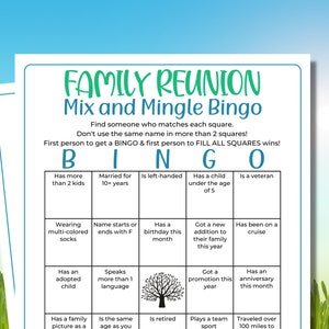 Family Reunion Find the Guest Bingo | Ice breaker game | Mix & Mingle Game | Find Someone Who | Family Reunion Games | Printable Games