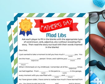 Vatertag Mad Libs Spiel | Vatertagsspiel | Kinderspiel | Vatertagsaktivität | Vatertagsparty | Familienspiele | Vatertags-Ideen