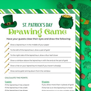 St Patrick&#39;s Day Drawing Game, St Patrick&#39;s Day Kids Game, St Patrick&#39;s Day Games, St Patrick&#39;s Day Party Games, Family Games, Printable