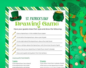 St Patrick's Day Drawing Game, St Patrick's Day Kids Game, St Patrick's Day Games, St Patrick's Day Party Games, Family Games, Printable