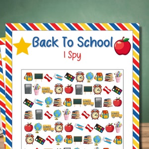 Back to School I Spy Game | Look and Find Game | Back to School Games | Kids Games | First Day of School | Printable Game | Classroom Games