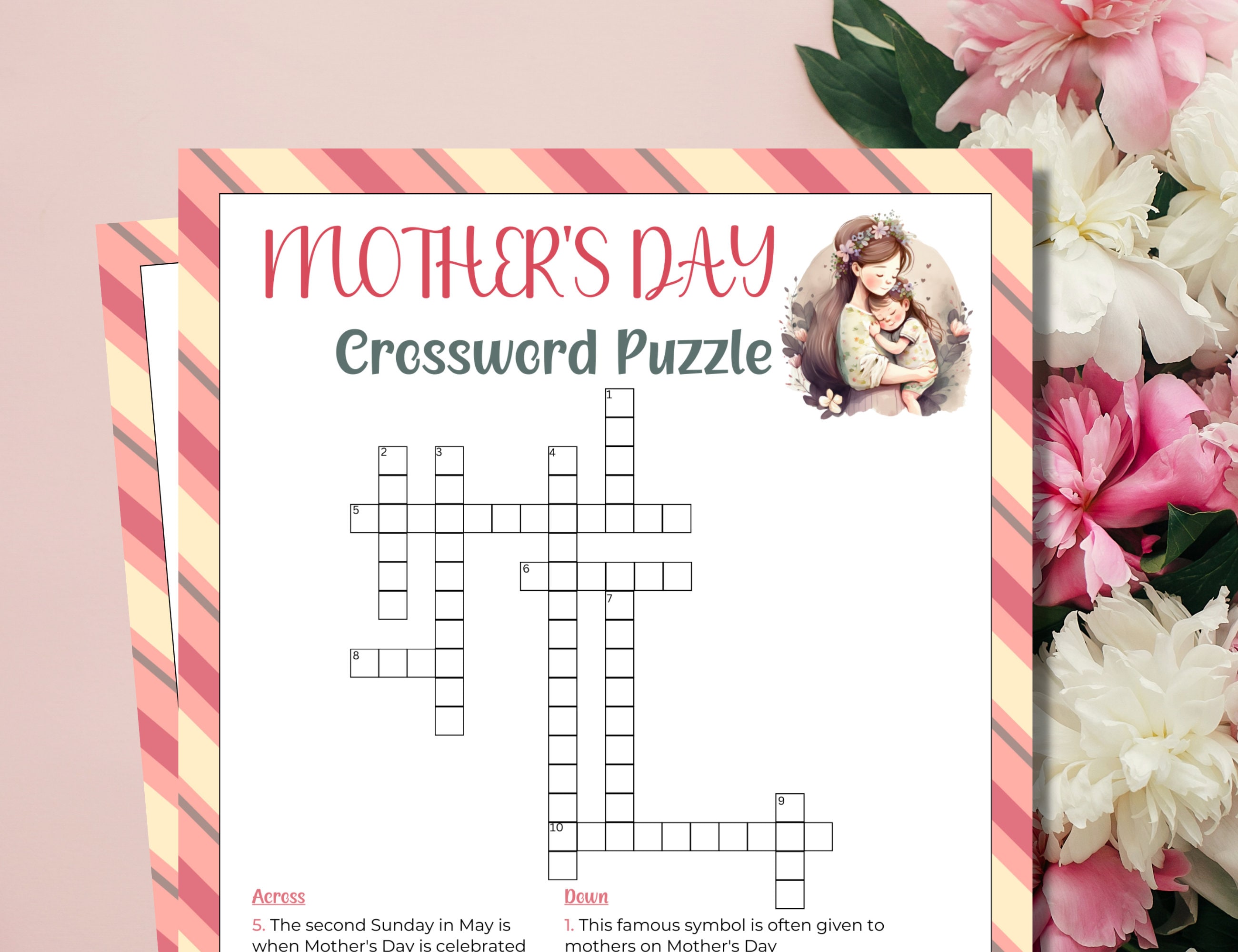 Mothers Day Crossword Puzzle Mothers Day Word Puzzle Mothers Day Games