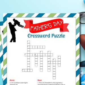 Fathers Day Crossword Puzzle | Fathers Day Word Puzzle | Fathers Day Games | Fathers Day Party | Family Games | Printable Games | Kids Games