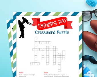 Fathers Day Crossword Puzzle | Fathers Day Word Puzzle | Fathers Day Games | Fathers Day Party | Family Games | Printable Games | Kids Games