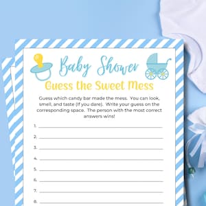 Guess the Sweet Mess | Dirty Diaper Candy Bar Game | Printable Baby Shower Games | Baby Diaper Game | Baby Boy Shower | Poopy Diaper Game