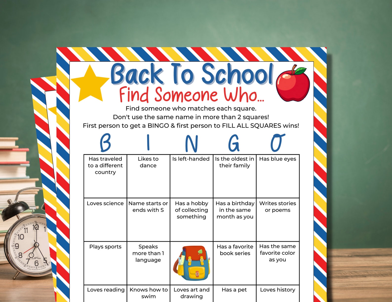 Back to School Find Someone Who | Back to School Games | Ice Breaker ...