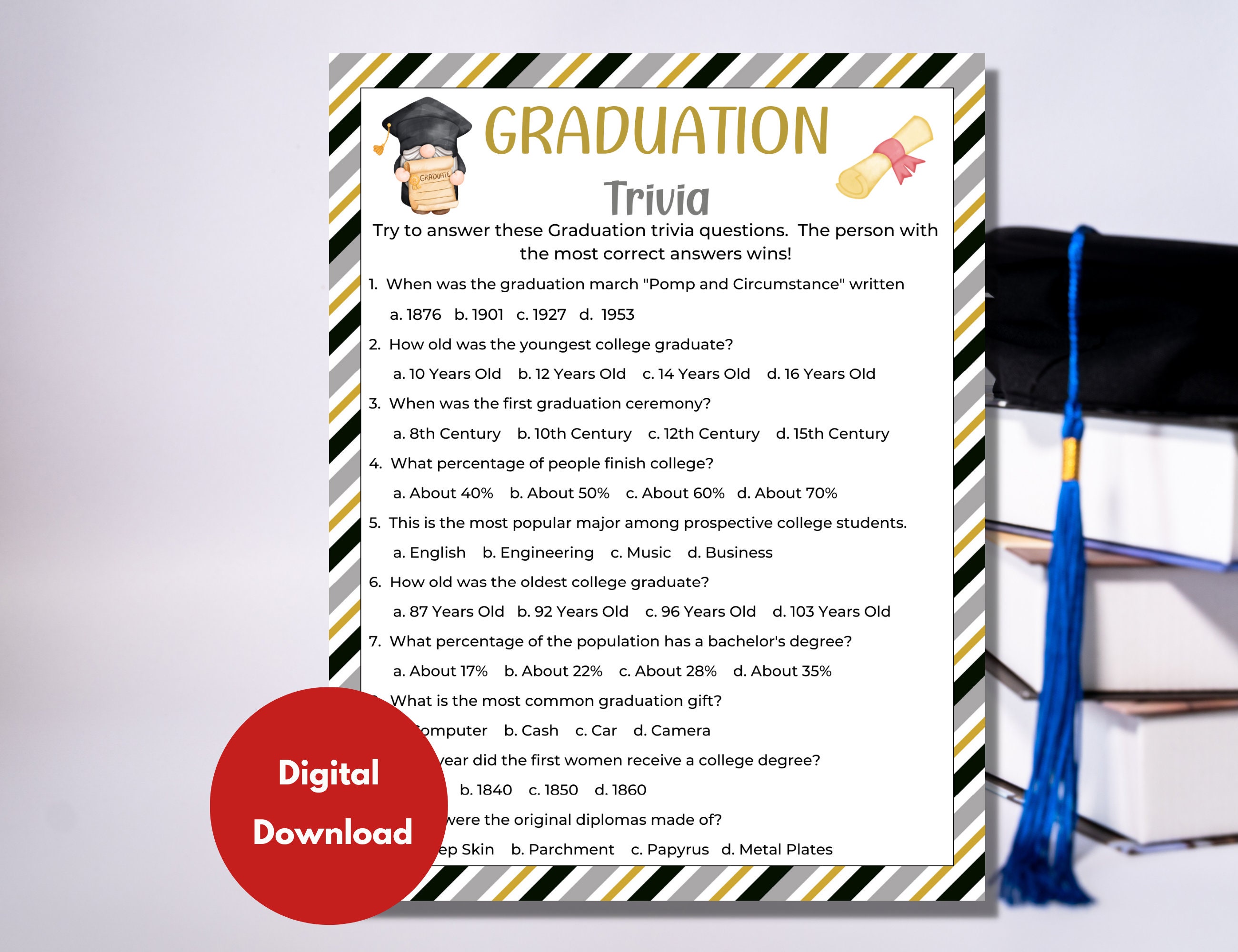 Graduation Trivia Game | 2024 Graduation Games | Graduation Party ...