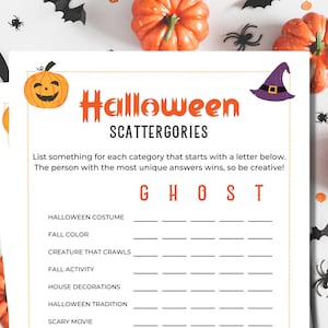 Halloween Scattergories Game | Halloween Word Game | Halloween Games | Halloween Party Games | Printable Games | Halloween Activities