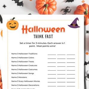Halloween Think Fast Game | Halloween Trivia Game | Halloween Games | Halloween Party Games | Family Game | Halloween Activities | Printable