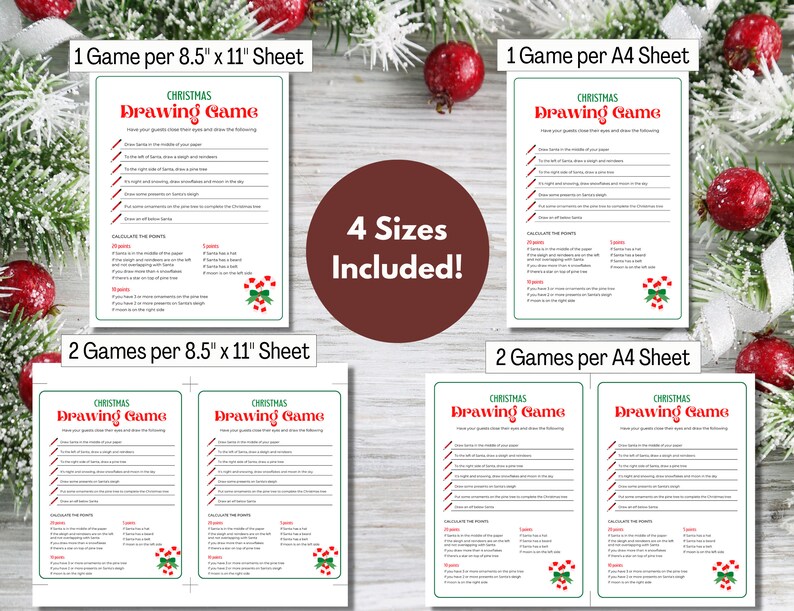 Christmas Games Christmas Drawing Game Printable Christmas - Etsy