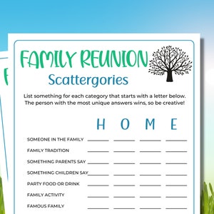 Family Reunion Scattergories Game | Family Reunion Word Game | Family Reunion Games | Family Games | Printable Games | Family Game Night