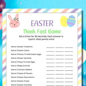 Easter Think Fast Game | Easter Trivia Game | Printable Easter Games | Party Games | Easter Family Games | Classroom Game | Think Quick Game