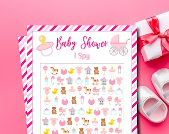 Baby Shower: Gioco "Io spio il bambino" / "Io spio il bambino" / Giochi stampabili per baby shower / Gioco divertente per baby shower / Baby Shower per bambine / Baby Shower Seek It