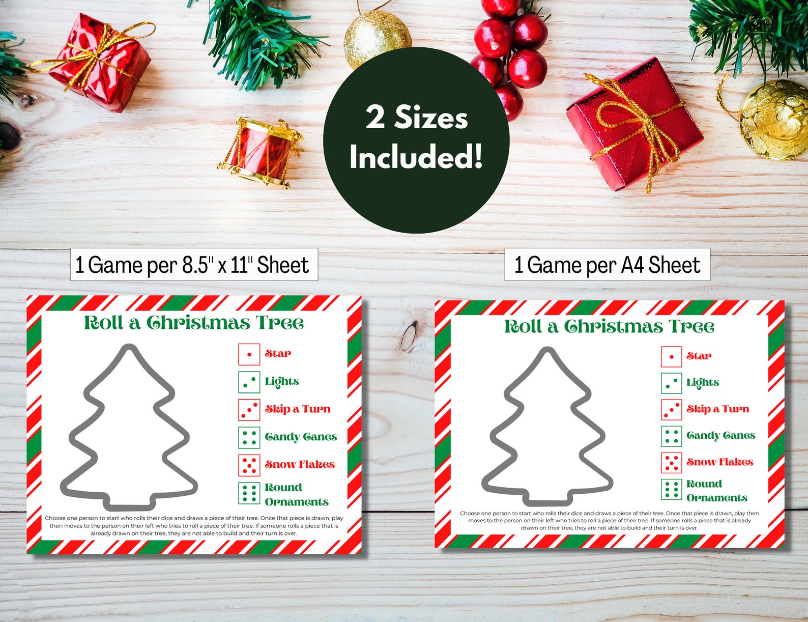 Roll a Christmas Tree, Christmas Drawing Game, Dice Game, Christmas Games, Kids Games, Family